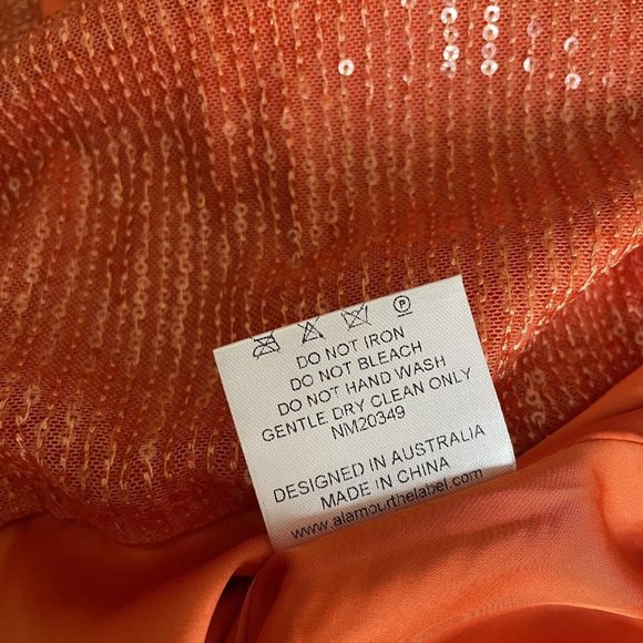 ALAMOUR THE LABEL Dress L NWT Dilara Orange Sequin Cutout Off Shoulder Midi - Picture 8 of 8